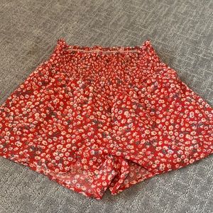 Red floral skirt
